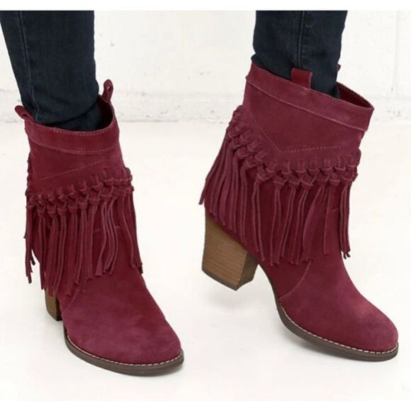 SBICCA Fringe Boots Wine - Picture 8 of 8